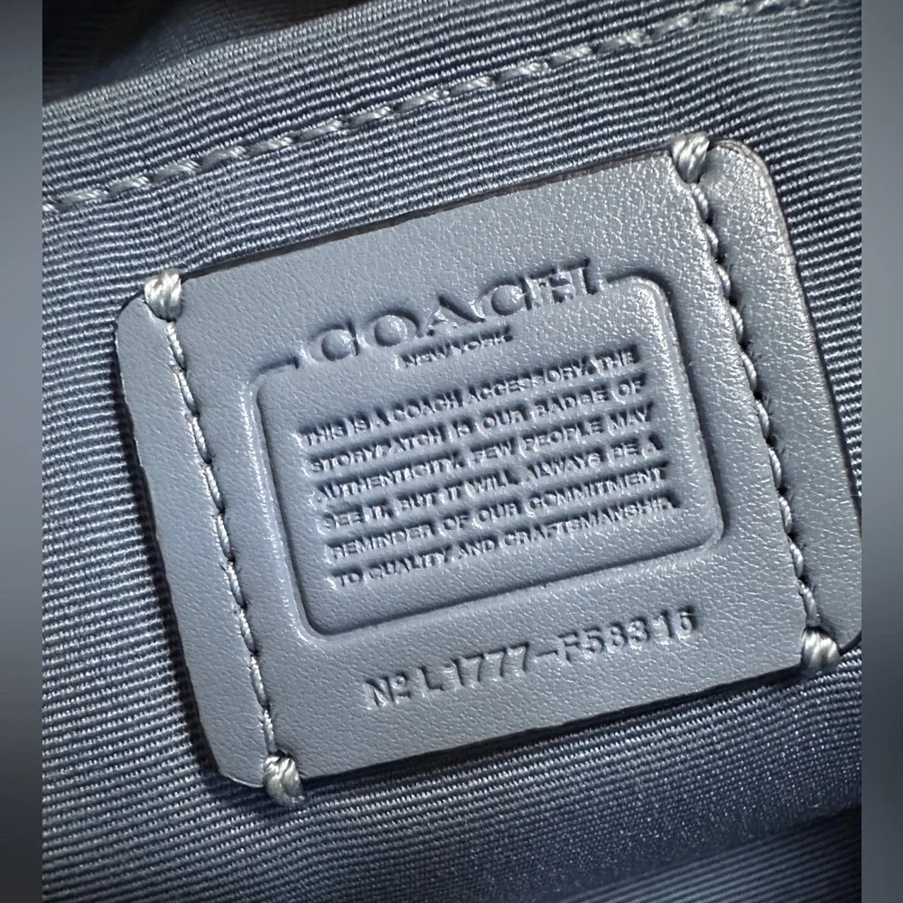 Coach Signature East West Pop Crossbody Handbag Light Khaki/Blue 101/2x7" - Picture 4 of 15